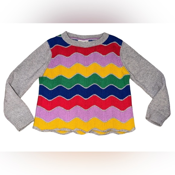 Mini Boden Pullover Child Gray Rainbow Stripped Sweater Size 6-7 Years - Picture 1 of 5
